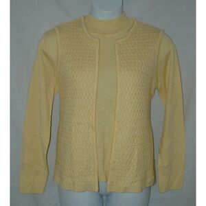 Yellow Sz XL Mock Neck Long Sleeve & Open Vest 2 Pc Matching Sweater Twinset BFA